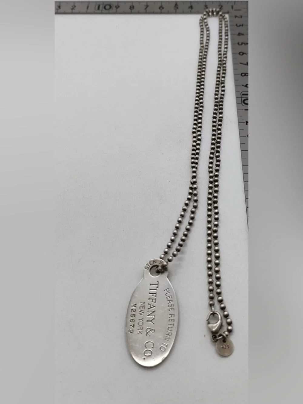 Tiffany & Co. Sterling Oval 'Please Return To' Tag Necklace - Silver